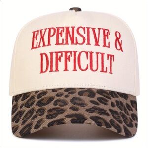 Embroided Leopard Print Expensive & Difficult Cute Baseball Hat